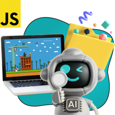 Язык программирования JavaScript + AI. Проектное обучение + геймификация + AI-помощники - КИБЕРшкола программирования для детей, компьютерные курсы для школьников, начинающих и подростков - KIBERone г. Богородское